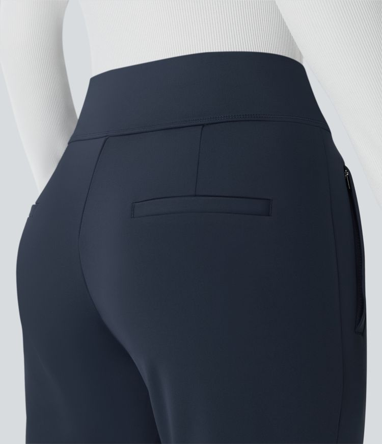 Pantalon tailleur évasé taille mi-haute Halara Flex™ DayStretch avec zip latéral et poches