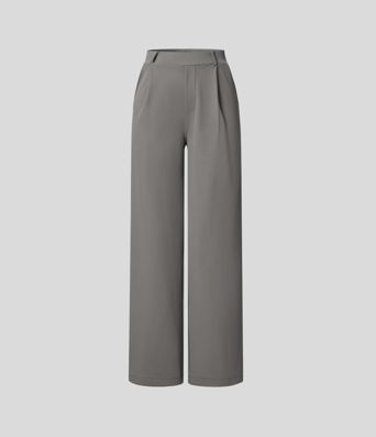 Halara Flex™ plissierte dehnbare Stoffhose mit hohem Bund, Seitentaschen und geradem Bein