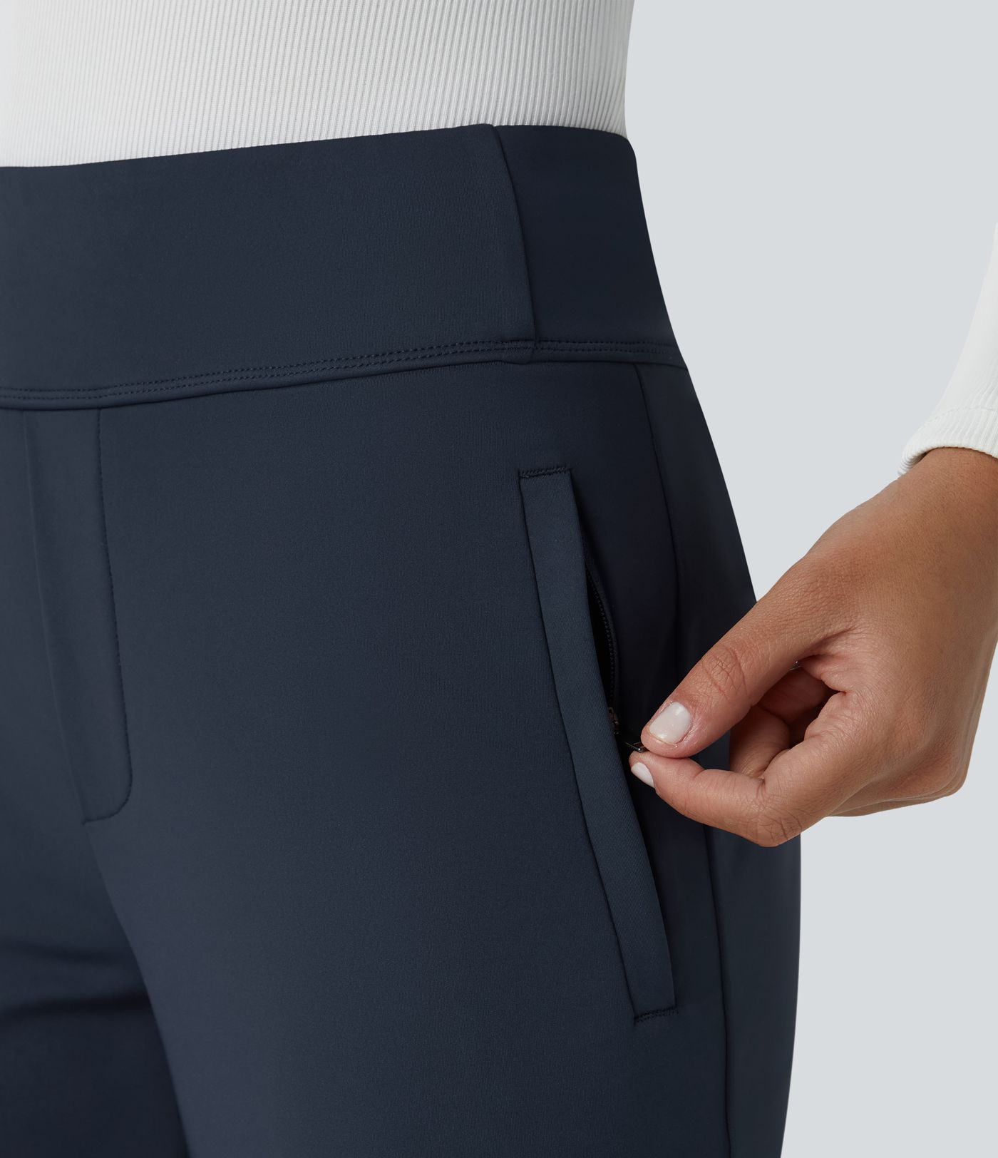 Pantalon tailleur évasé taille mi-haute Halara Flex™ DayStretch avec zip latéral et poches