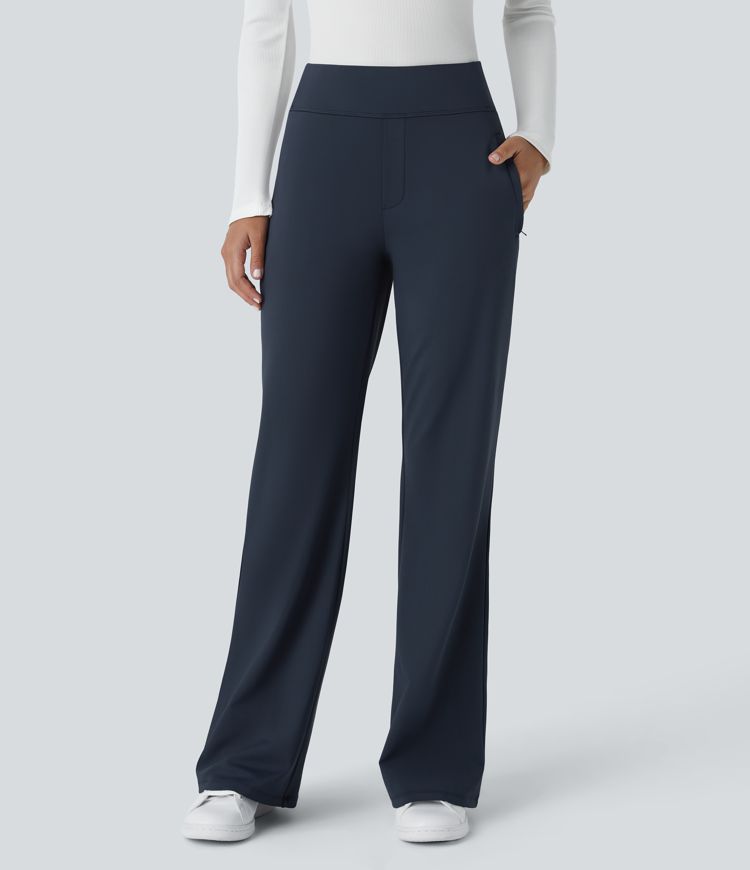 Pantalon tailleur évasé taille mi-haute Halara Flex™ DayStretch avec zip latéral et poches