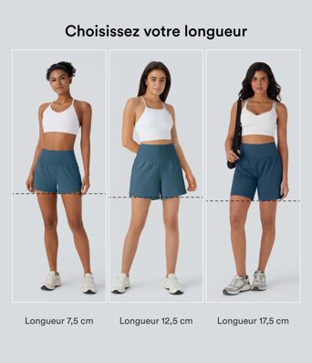Short yoga 2-en-1 SoftlyZero™ aérien taille super haute toucher frais 12,5 cm avec poches - Longueur extended