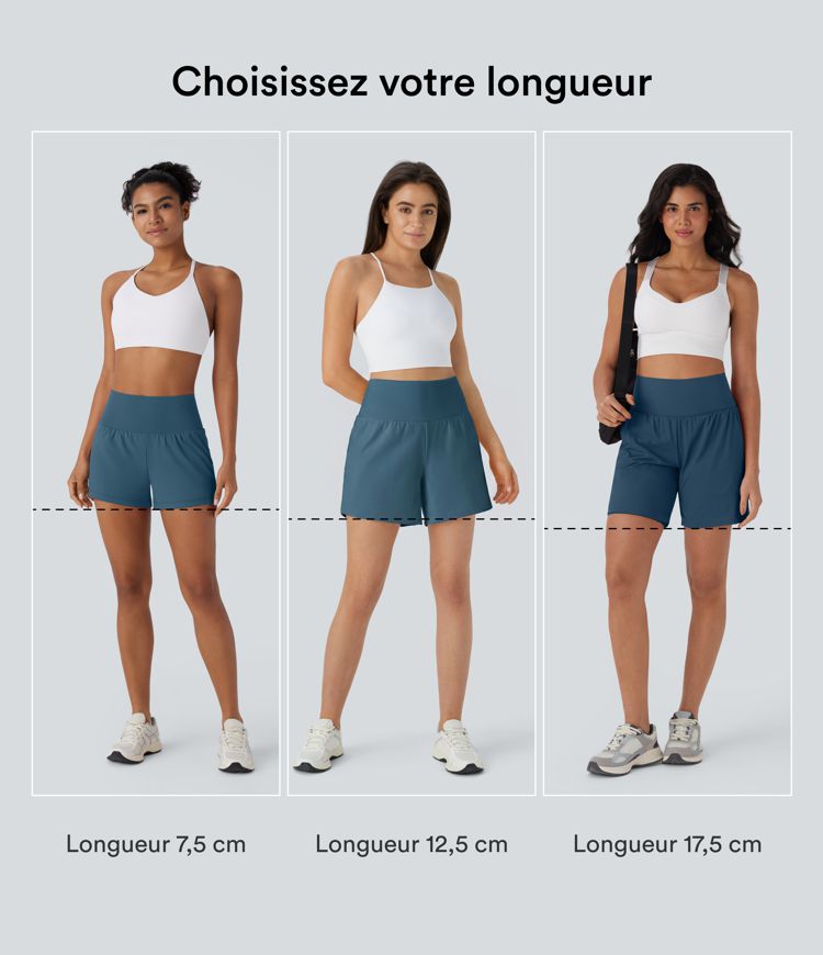Short yoga 2-en-1 SoftlyZero™ aérien taille super haute toucher frais 12,5 cm avec poches - Longueur extended