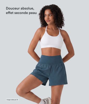 Short yoga 2-en-1 SoftlyZero™ aérien taille super haute toucher frais 12,5 cm avec poches - Longueur extended