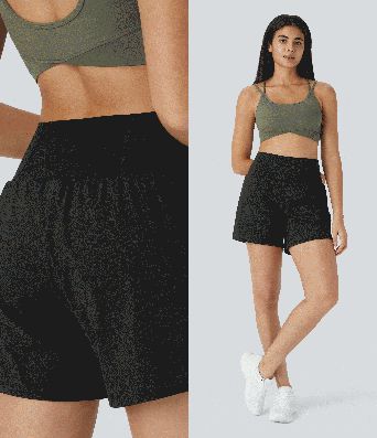 Short yoga 2-en-1 SoftlyZero™ aérien taille super haute toucher frais 12,5 cm avec poches - Longueur extended
