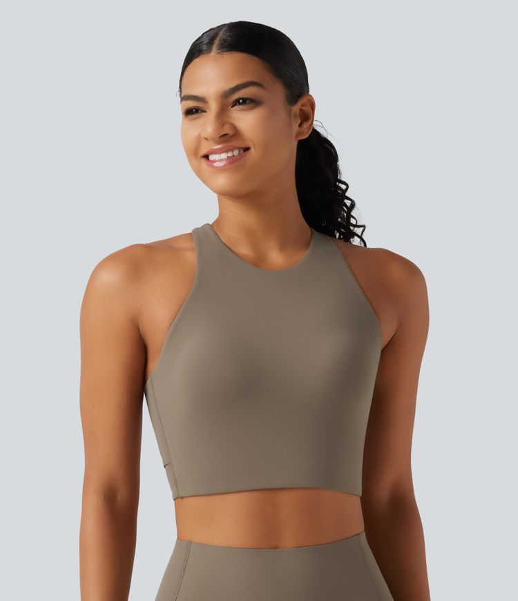 Lauf-Sport-BH mit niedrigem Support, Rundhalsausschnitt, Cut-Outs und InstantCool - schnelltrocknend, UPF50+ Lauf-Sport-BH mit niedrigem Support, Rundhalsausschnitt, Cut-Outs und InstantCool - schnelltrocknend, UPF50+
