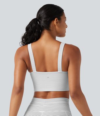 Low Support Non-Removable Pad Push-Up Stripe Yoga Sports Bra