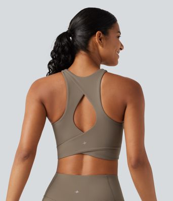 Lauf-Sport-BH mit niedrigem Support, Rundhalsausschnitt, Cut-Outs und InstantCool - schnelltrocknend, UPF50+ Lauf-Sport-BH mit niedrigem Support, Rundhalsausschnitt, Cut-Outs und InstantCool - schnelltrocknend, UPF50+