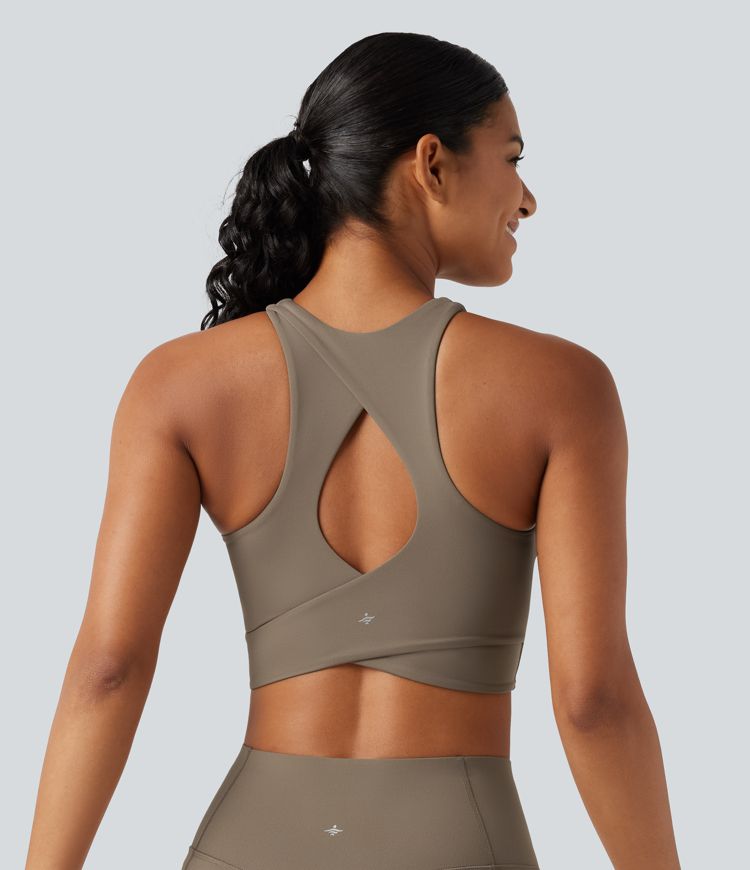 Lauf-Sport-BH mit niedrigem Support, Rundhalsausschnitt, Cut-Outs und InstantCool - schnelltrocknend, UPF50+ Lauf-Sport-BH mit niedrigem Support, Rundhalsausschnitt, Cut-Outs und InstantCool - schnelltrocknend, UPF50+