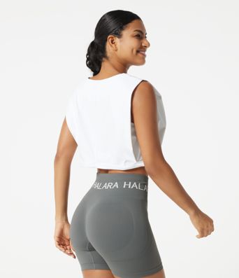 SoftlyZero™ Airy V Neck Rolled Hem Cool Touch Cropped Yoga Tank Top-UPF50+