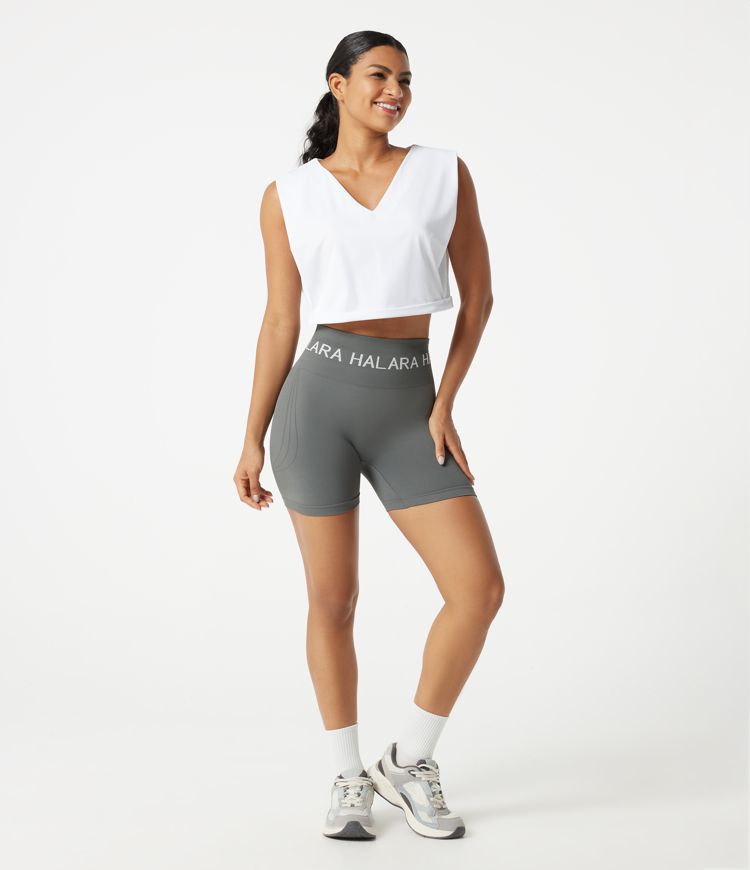 SoftlyZero™ Airy V Neck Rolled Hem Cool Touch Cropped Yoga Tank Top-UPF50+