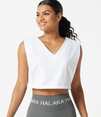 SoftlyZero™ Airy V Neck Rolled Hem Cool Touch Cropped Yoga Tank Top-UPF50+