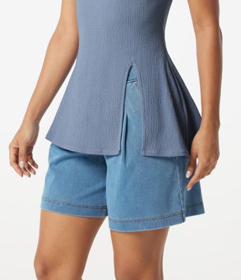 Off Shoulder Short Sleeve Split Hem Casual Top