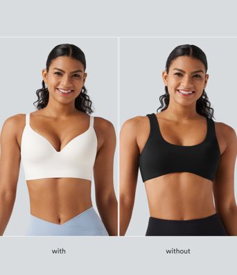 SoftlyZero™ Low Support Deep V Neck Non-Removable Pad Push Up Yoga Sports Bra-UPF50+