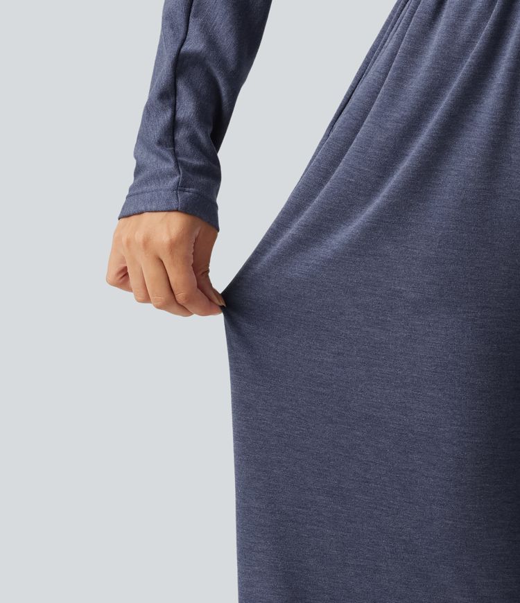 Büro-Jumpsuit mit V-Ausschnitt, Seitentaschen und langen Ärmeln Büro-Jumpsuit mit V-Ausschnitt, Seitentaschen und langen Ärmeln
