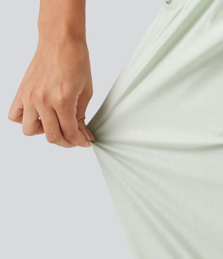 Lässige Jogginghose aus Baumwoll-Leinen-Mischgewebe mit mittelhohem Bund und Seitentaschen