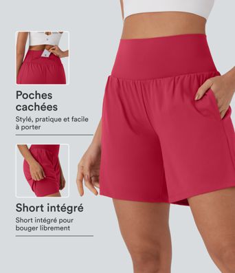 Softlyzero™ Airy Short de yoga 2-en-1 super taille haute avec poches et toucher frais 17,5 cm