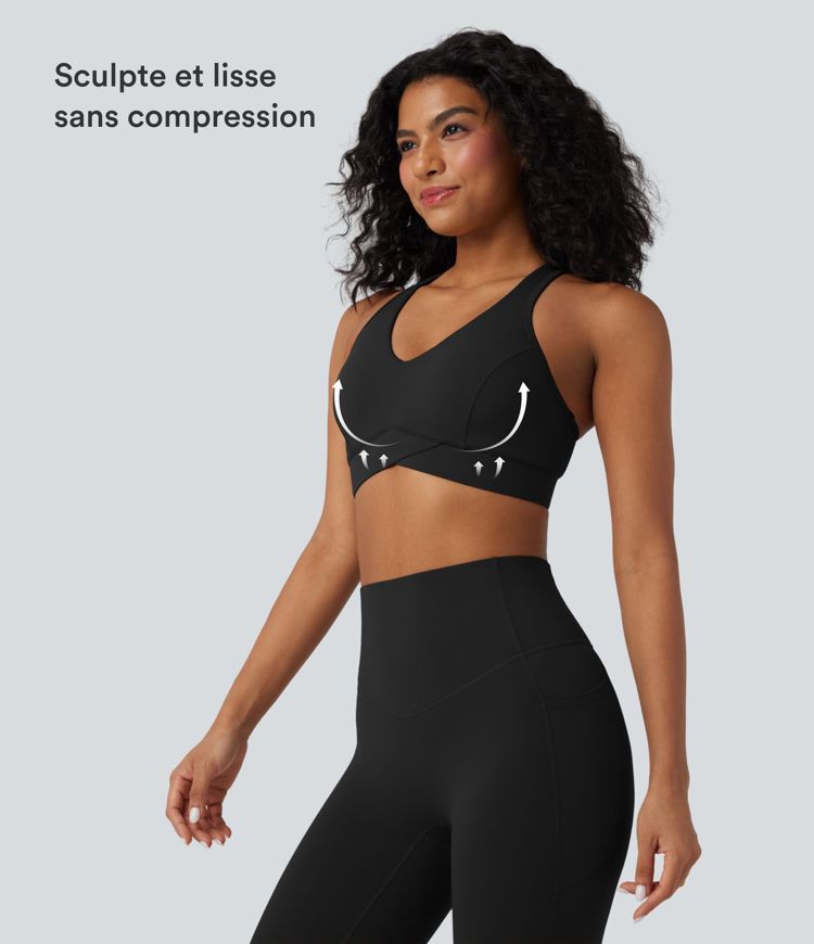 Halara UltraSculpt™ Mittlere Stützfunktion V-Ausschnitt Racerback Trainings-Sport-BH