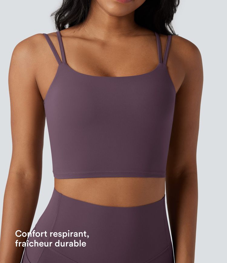 Débardeur yoga court Halara UltraSculpt™ double bretelles torsadé dos nu