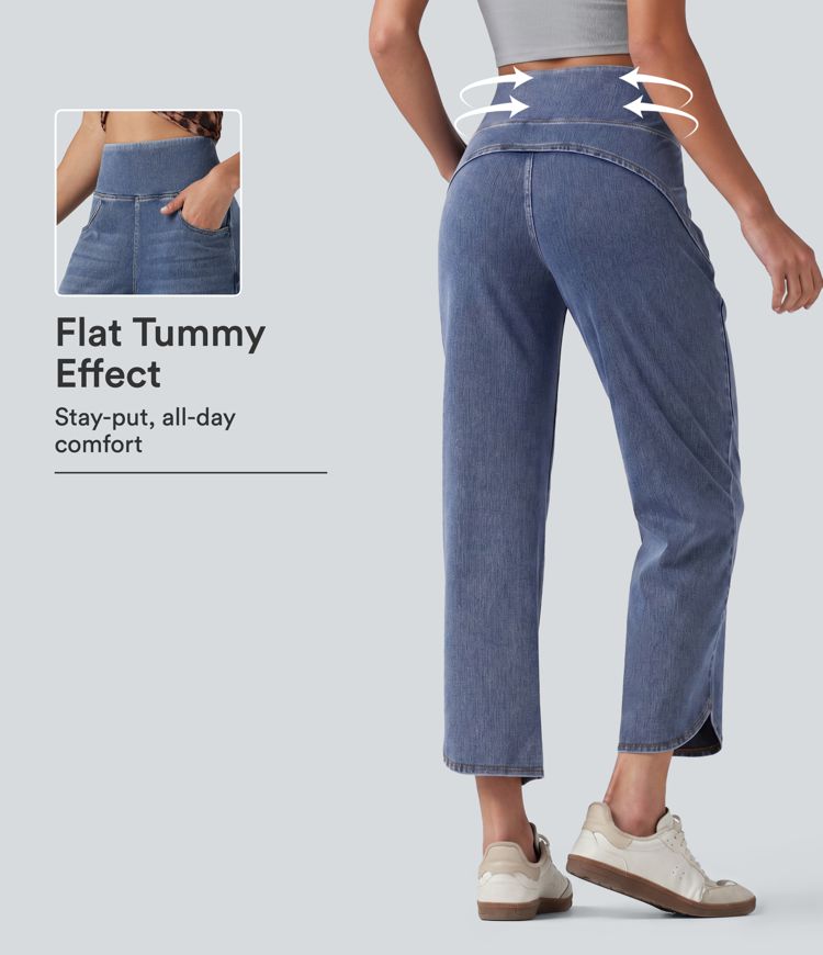 Halara Flex™ High Waisted Tummy Control Curved Hem Skinny Casual 7/8 Jeans with Pockets Halara Flex™ High Waisted Tummy Control Curved Hem Skinny Casual 7/8 Jeans with Pockets