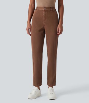 Halara Flex™ magas derekú, szűkülő szárú, munkához tervezett farmer zsebekkel