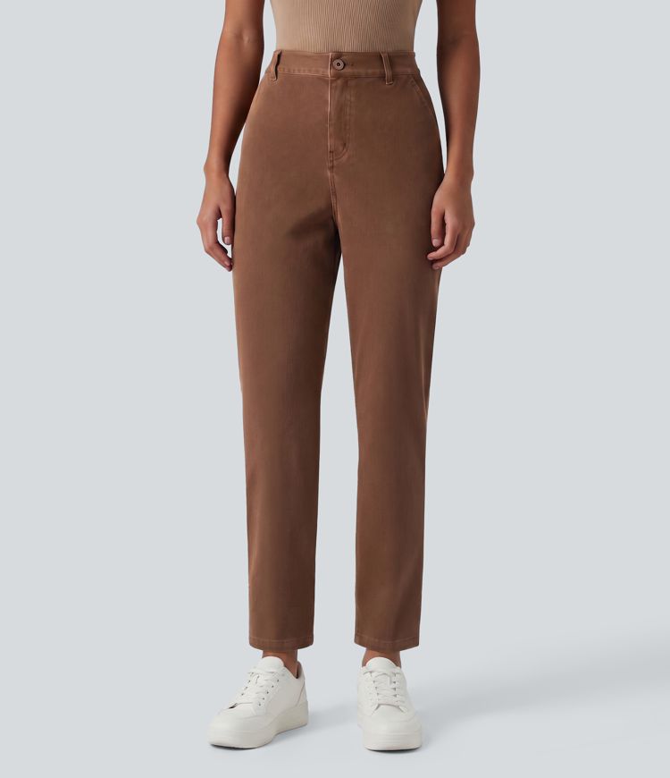 Halara Flex™ magas derekú, szűkülő szárú, munkához tervezett farmer zsebekkel