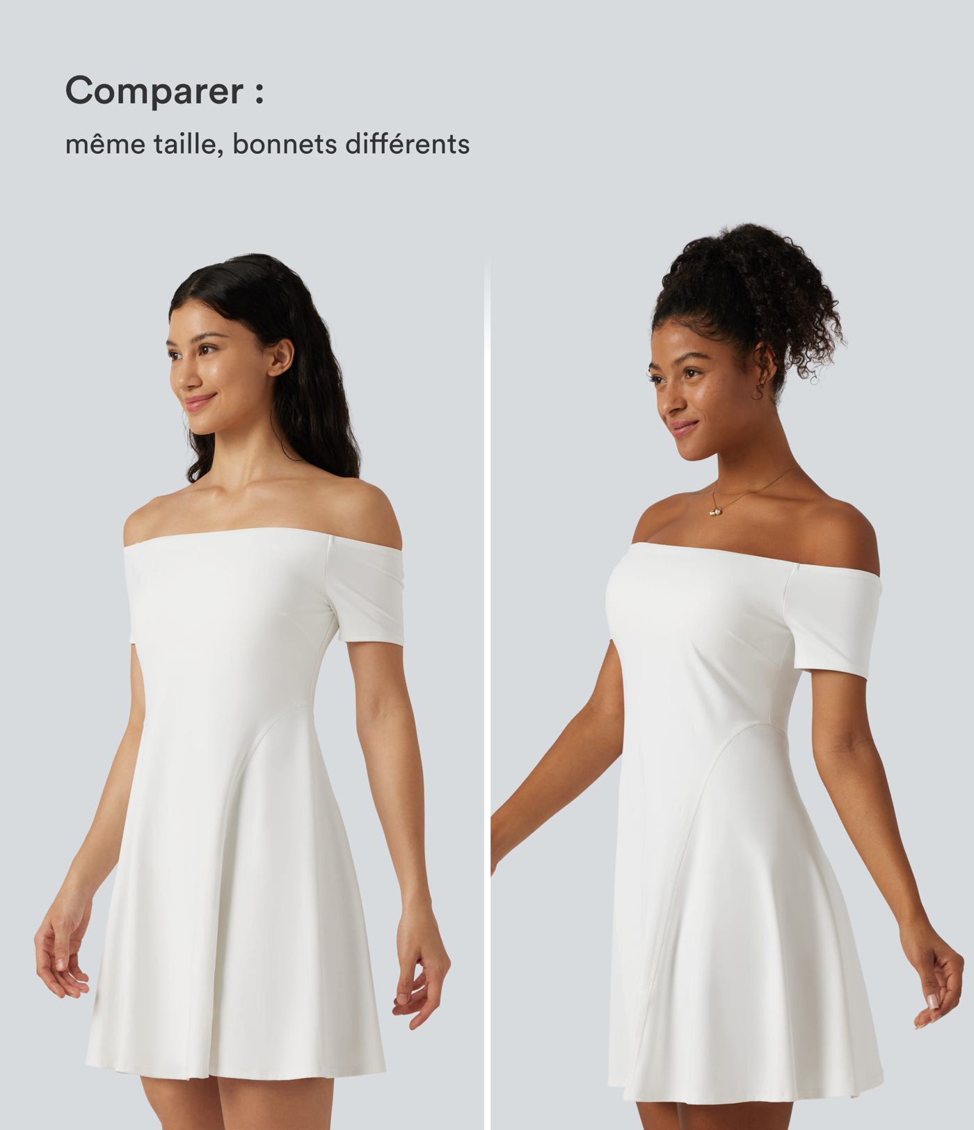 Robe mini SoftlyZero™ Plush épaules dénudées à manches courtes, maintien intégré, bonnets B à E