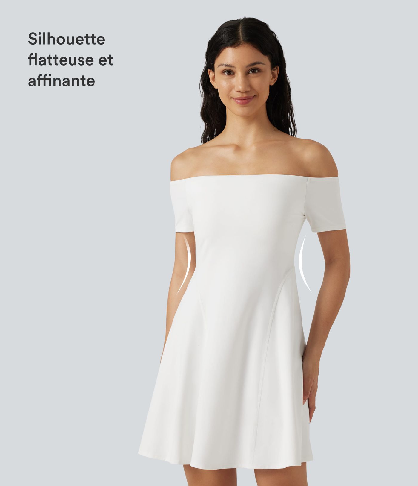 Robe mini SoftlyZero™ Plush épaules dénudées à manches courtes, maintien intégré, bonnets B à E
