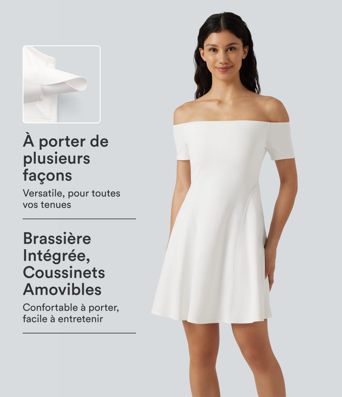 Robe mini SoftlyZero™ Plush épaules dénudées à manches courtes, maintien intégré, bonnets B à E