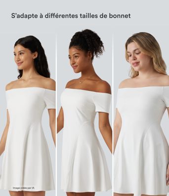 Robe mini SoftlyZero™ Plush épaules dénudées à manches courtes, maintien intégré, bonnets B à E