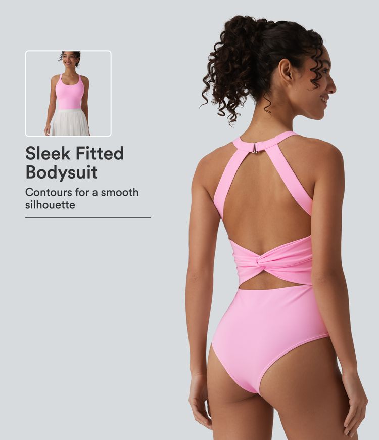 Body SoftlyZero™ Airy col U sans manches dos torsadé ouvert effet frais InstantCool avec boucle réglable et brassière intégrée Body SoftlyZero™ Airy col U sans manches dos torsadé ouvert effet frais InstantCool avec boucle réglable et brassière intégrée