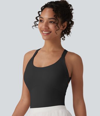 SoftlyZero™ Airy Twisted Backless Adjustable Buckle U-Neck Sleeveless Built-in Bra InstantCool Casual Bodysuit SoftlyZero™ Airy Twisted Backless Adjustable Buckle U-Neck Sleeveless Built-in Bra InstantCool Casual Bodysuit
