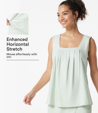 Lässiges Tanktop aus Leinenmischung mit quadratischem Ausschnitt