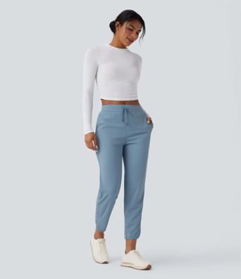 Pantalon de golf fuselé, taille mi-haute, cordon, ourlet courbé, séchage rapide, avec poches—UPF40+ Pantalon de golf fuselé, taille mi-haute, cordon, ourlet courbé, séchage rapide, avec poches—UPF40+