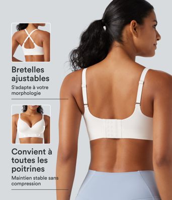 Brassière yoga SoftlyZero™ maintien léger à décolleté V plongeant, coussinets fixes, push-up, protection solaire UPF 50+ Brassière yoga SoftlyZero™ maintien léger à décolleté V plongeant, coussinets fixes, push-up, protection solaire UPF 50+
