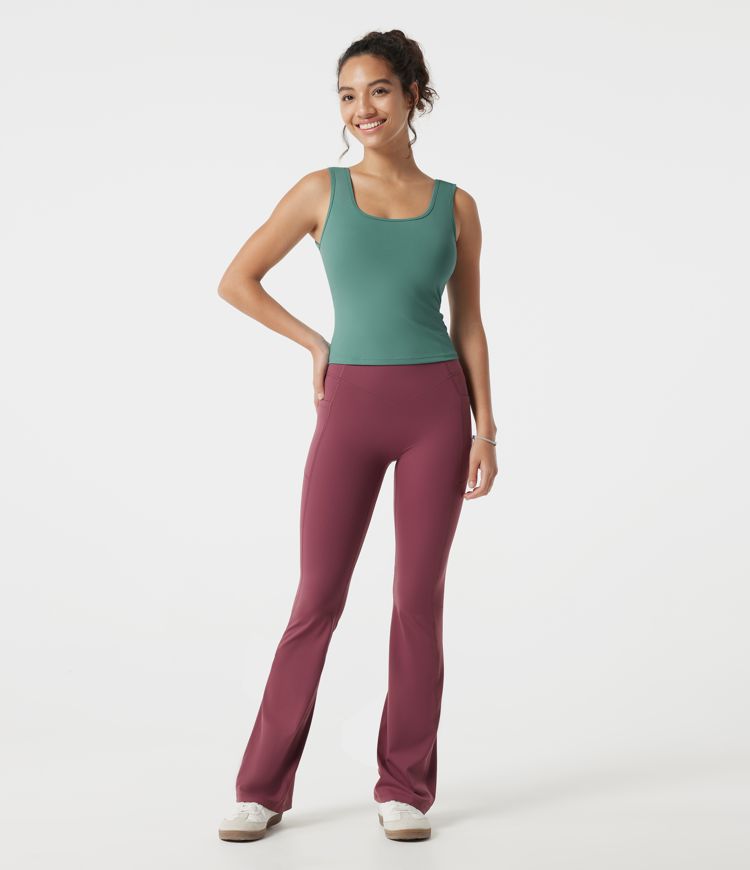 U Neck Built-in Bra Casual Tank Top