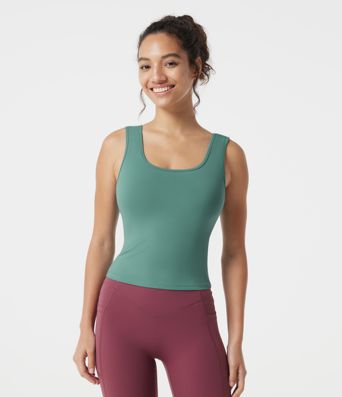 U Neck Built-in Bra Casual Tank Top