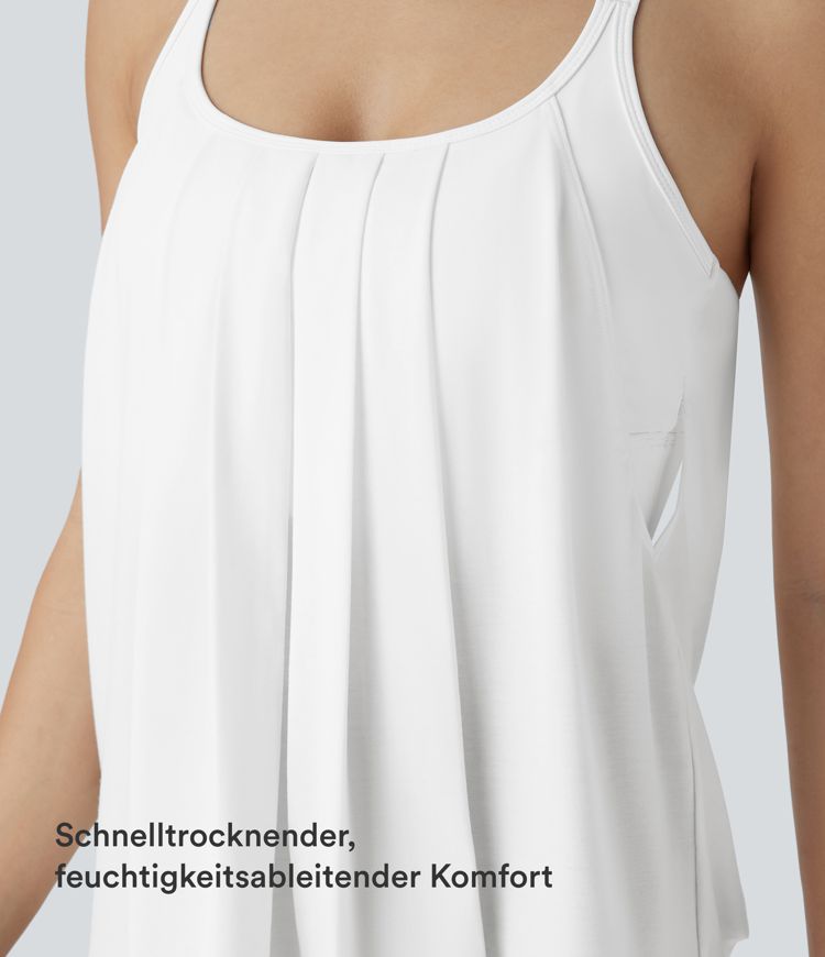 Rückenfreies, plissiertes Yoga-Camisole-Top mit überkreuzten Doppelträgern - schnelltrocknend Rückenfreies, plissiertes Yoga-Camisole-Top mit überkreuzten Doppelträgern - schnelltrocknend