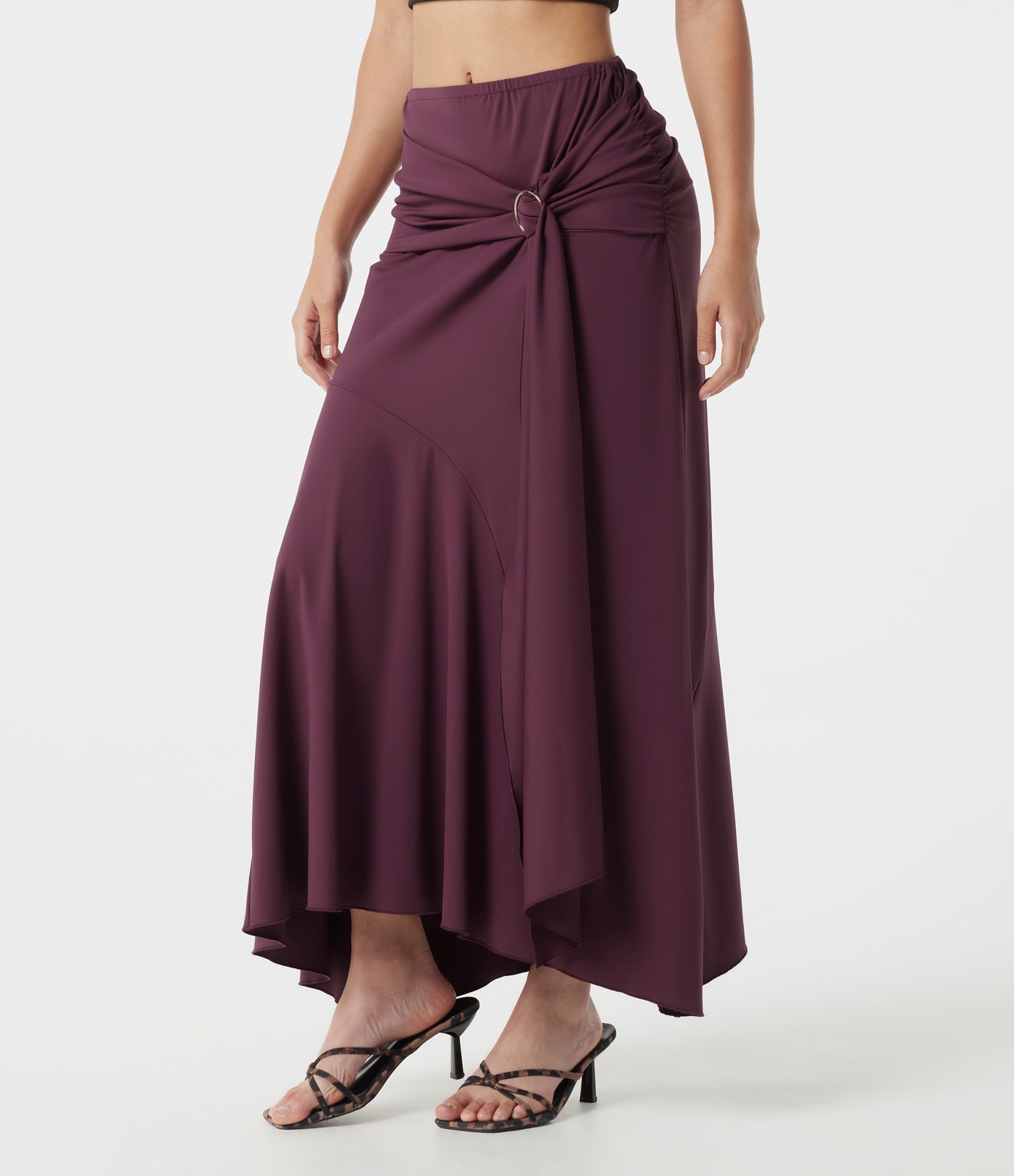 Jupe de soirée maxi taille mi-haute froncée coupe sirène Jupe de soirée maxi taille mi-haute froncée coupe sirène