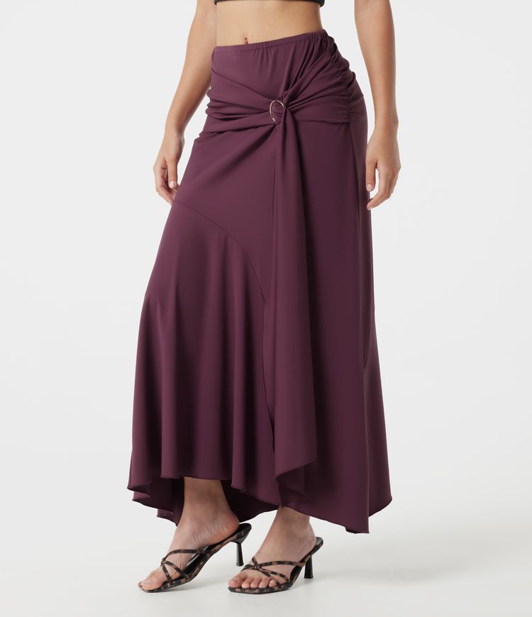 Jupe de soirée maxi taille mi-haute froncée coupe sirène Jupe de soirée maxi taille mi-haute froncée coupe sirène
