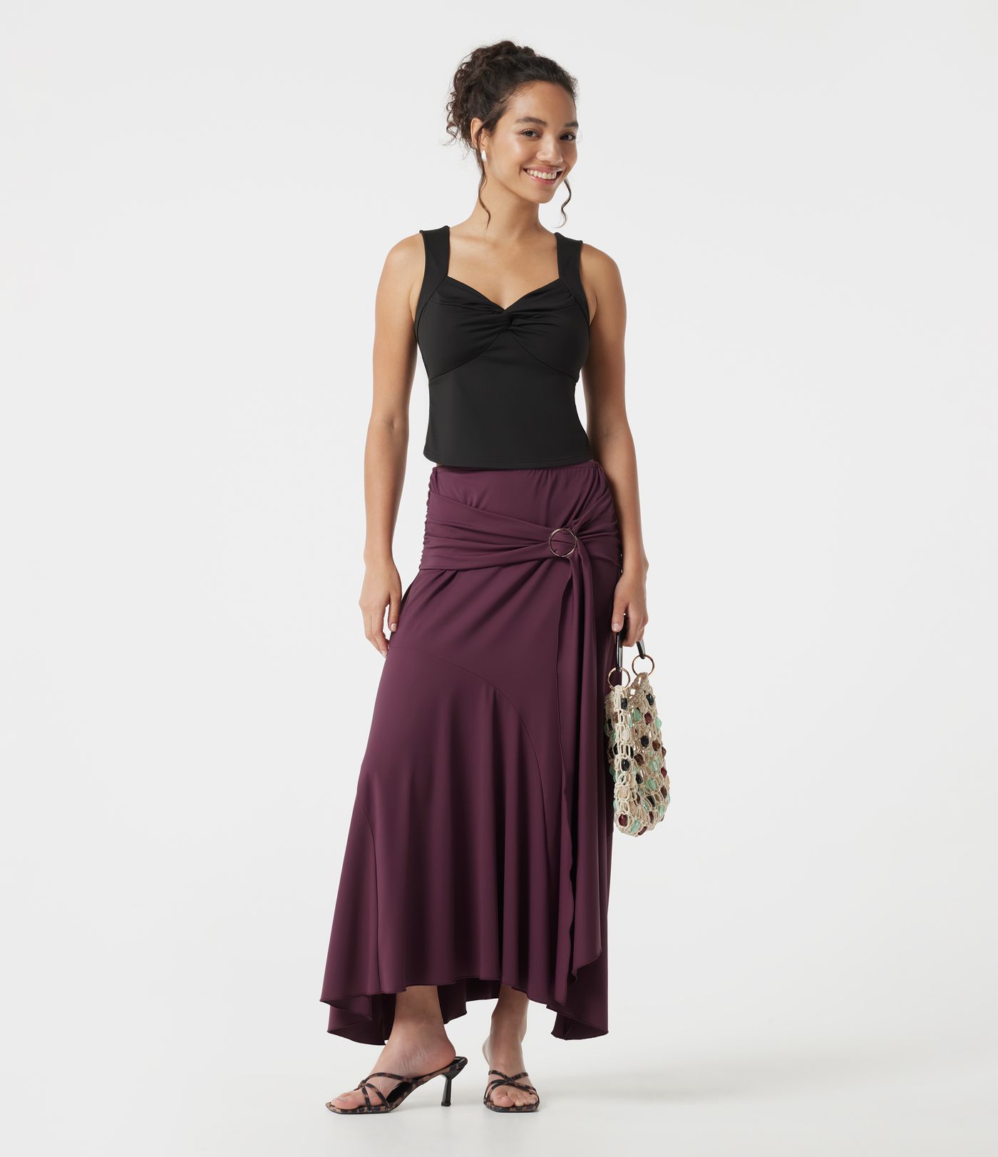Jupe de soirée maxi taille mi-haute froncée coupe sirène Jupe de soirée maxi taille mi-haute froncée coupe sirène