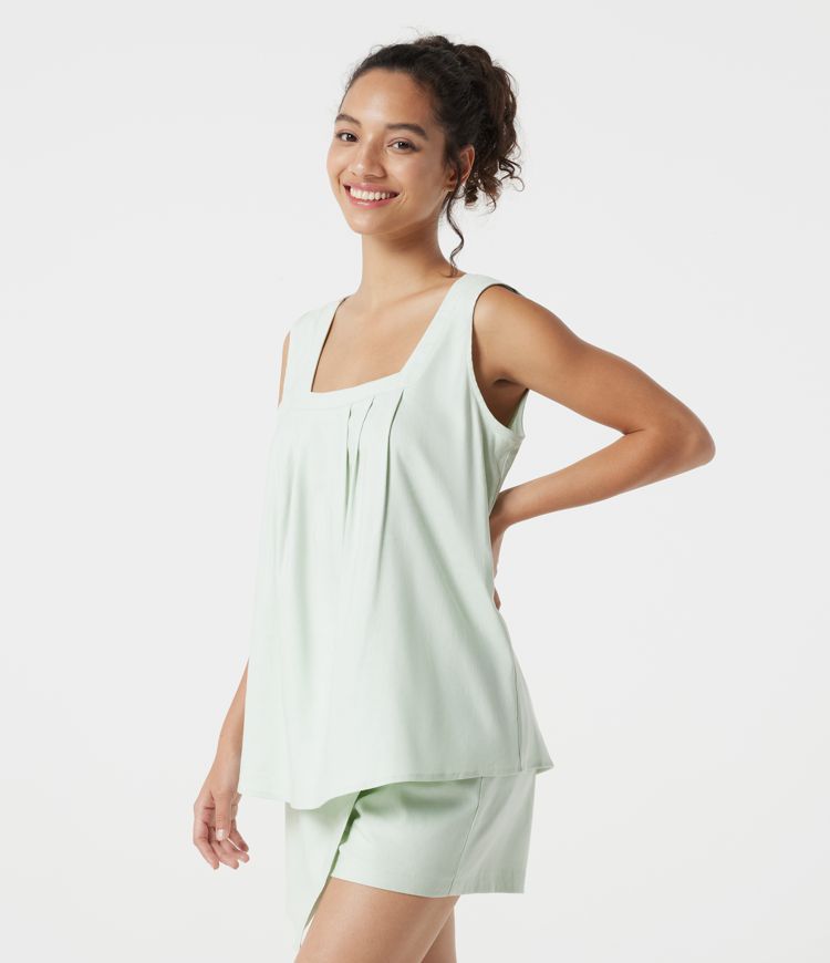 Lässiges Tanktop aus Leinenmischung mit quadratischem Ausschnitt