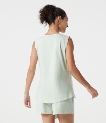 Lässiges Tanktop aus Leinenmischung mit quadratischem Ausschnitt