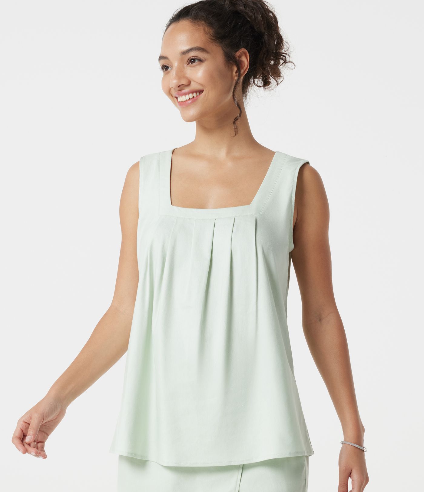 Lässiges Tanktop aus Leinenmischung mit quadratischem Ausschnitt