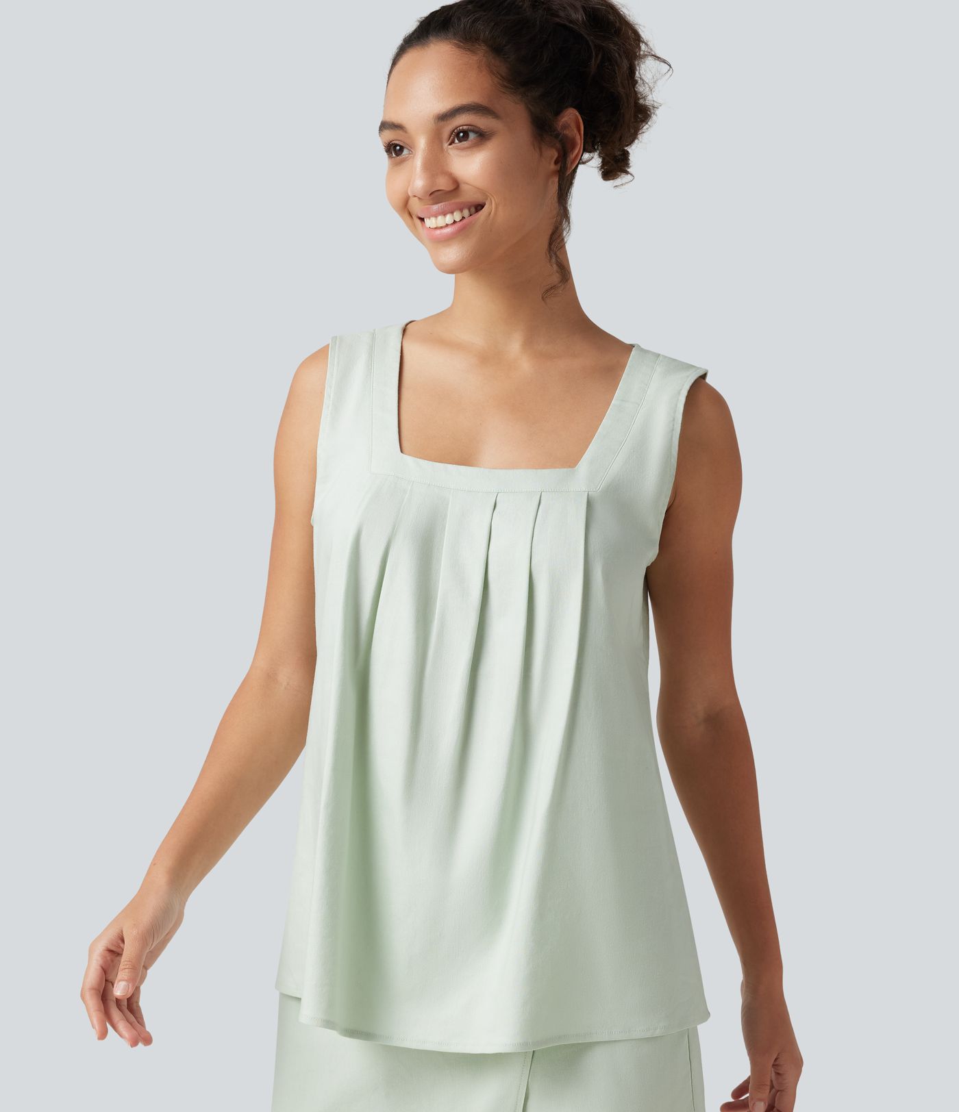Lässiges Tanktop aus Leinenmischung mit quadratischem Ausschnitt