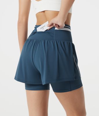 SoftlyZero™ Airy Reflective Super High Waisted Tummy Control 2-in-1 Cool Touch Workout Shorts 5'' with Pockets