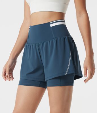 SoftlyZero™ Airy - 2-in-1 Workout-Shorts mit superhohem Bund, mehreren Taschen, Bauchkontrolle, reflektierenden Streifen und InstantCool - 12,7 cm SoftlyZero™ Airy - 2-in-1 Workout-Shorts mit superhohem Bund, mehreren Taschen, Bauchkontrolle, reflektierenden Streifen und InstantCool - 12,7 cm