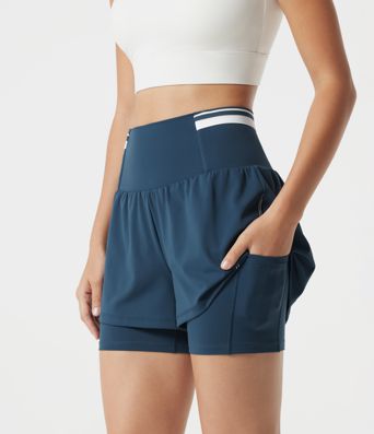 SoftlyZero™ Airy Reflective Super High Waisted Tummy Control 2-in-1 Cool Touch Workout Shorts 5'' with Pockets