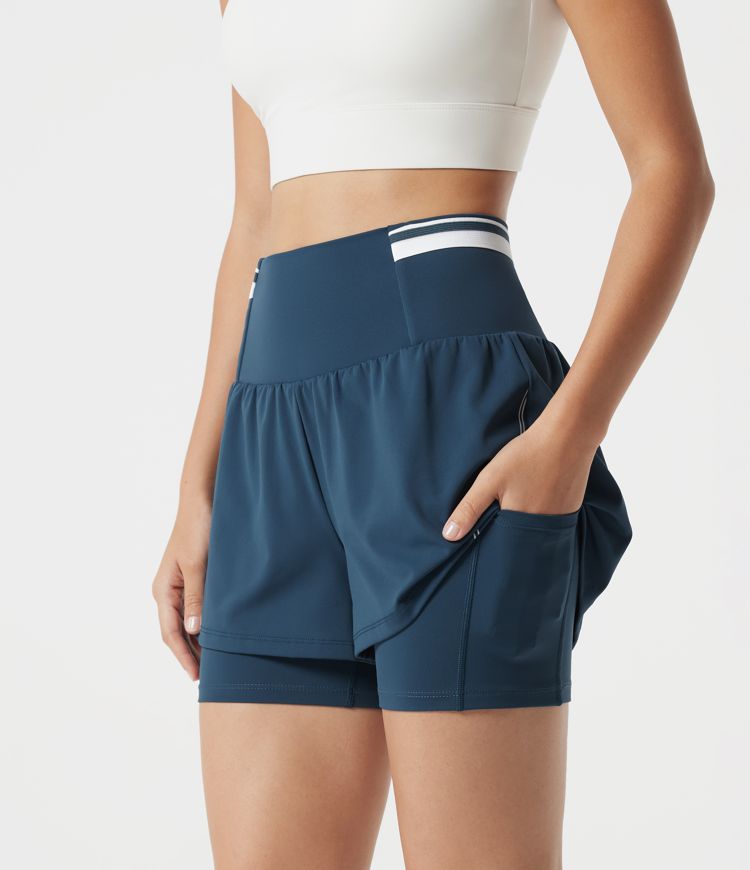 SoftlyZero™ Airy Reflective Super High Waisted Tummy Control 2-in-1 Cool Touch Workout Shorts 5'' with Pockets
