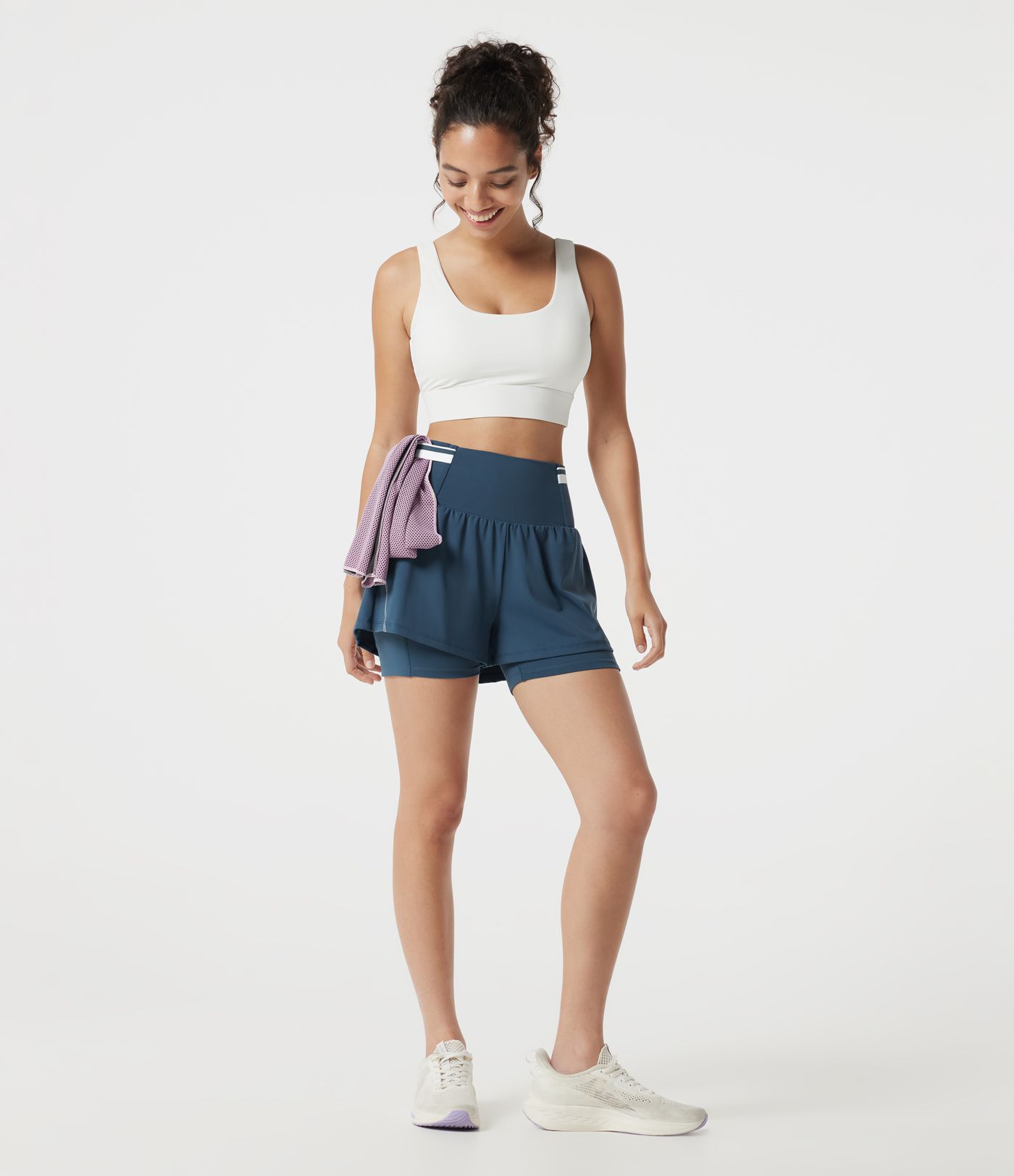 SoftlyZero™ Airy Reflective Super High Waisted Tummy Control 2-in-1 Cool Touch Workout Shorts 5'' with Pockets