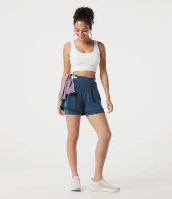 SoftlyZero™ Airy Reflective Super High Waisted Tummy Control 2-in-1 Cool Touch Workout Shorts 5'' with Pockets